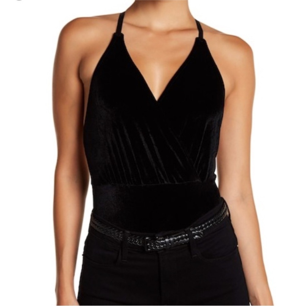 SHIMERA• black velvet body suit